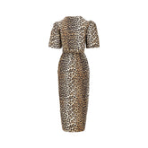 GANNI 36 leopard cotton midi dress