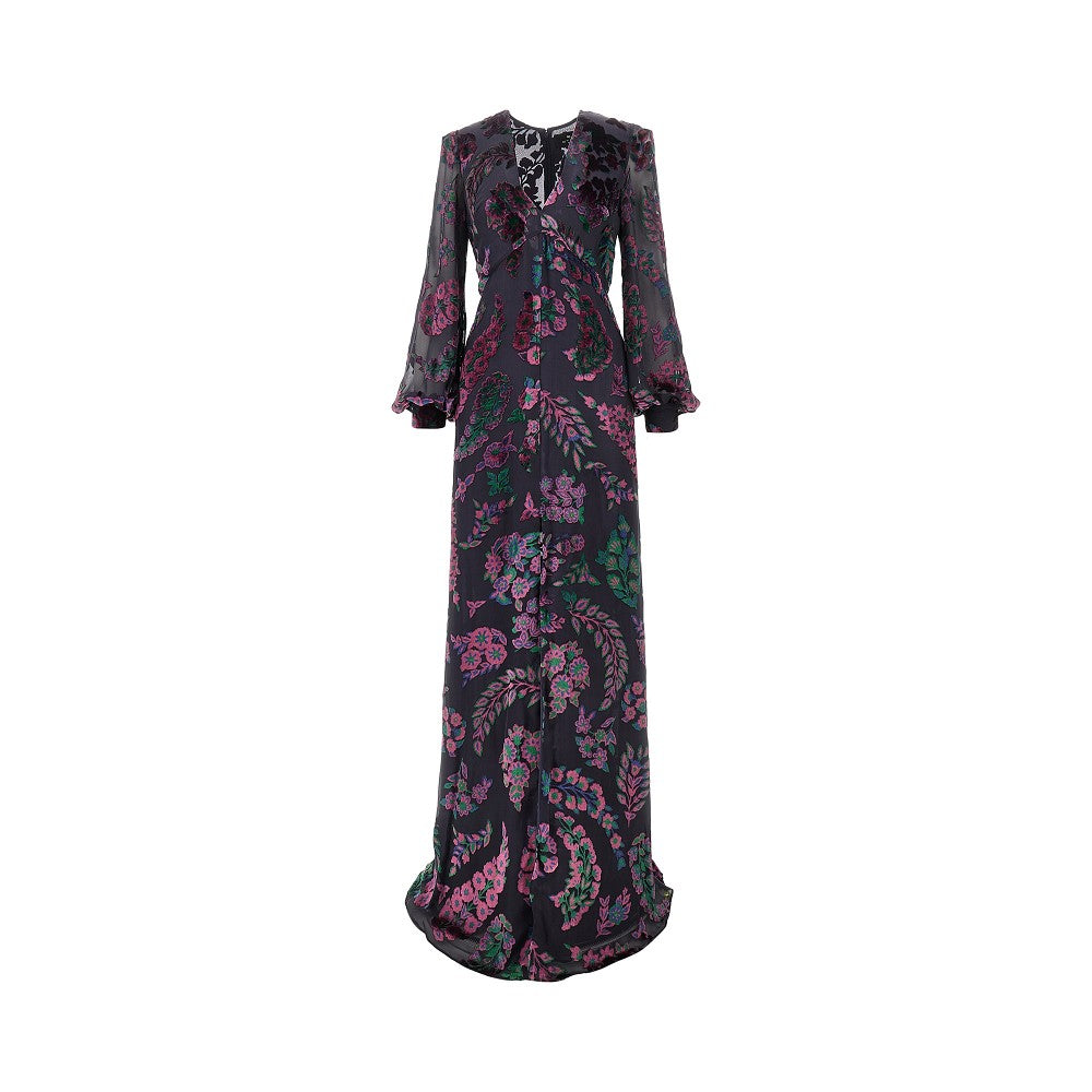 ETRO 44 velvet floral motif long dress