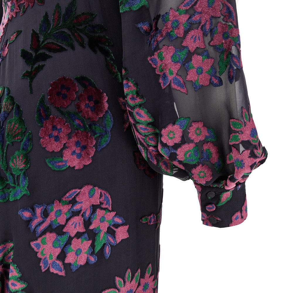 ETRO 44 velvet floral motif long dress