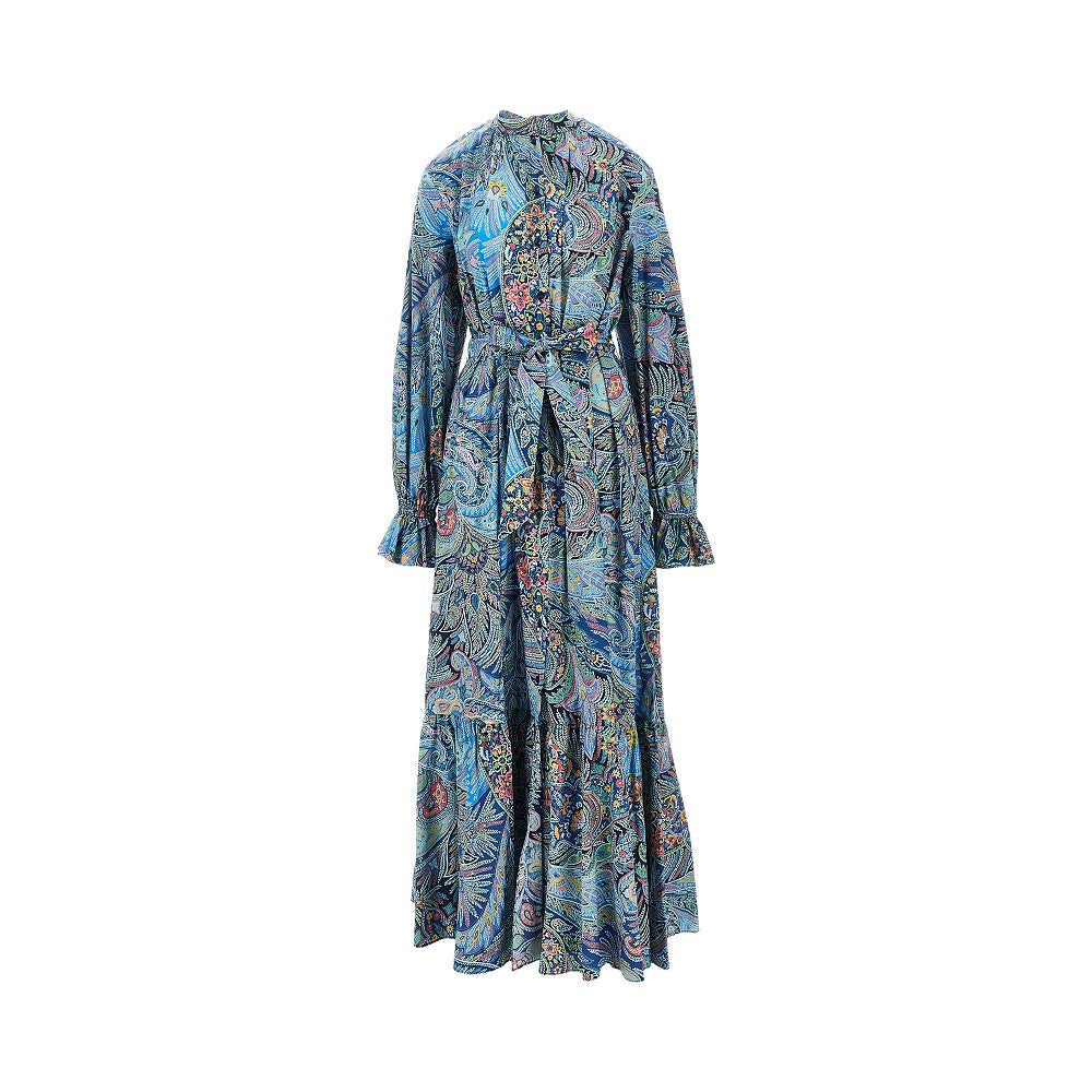 printed stretch poplin maxi dress