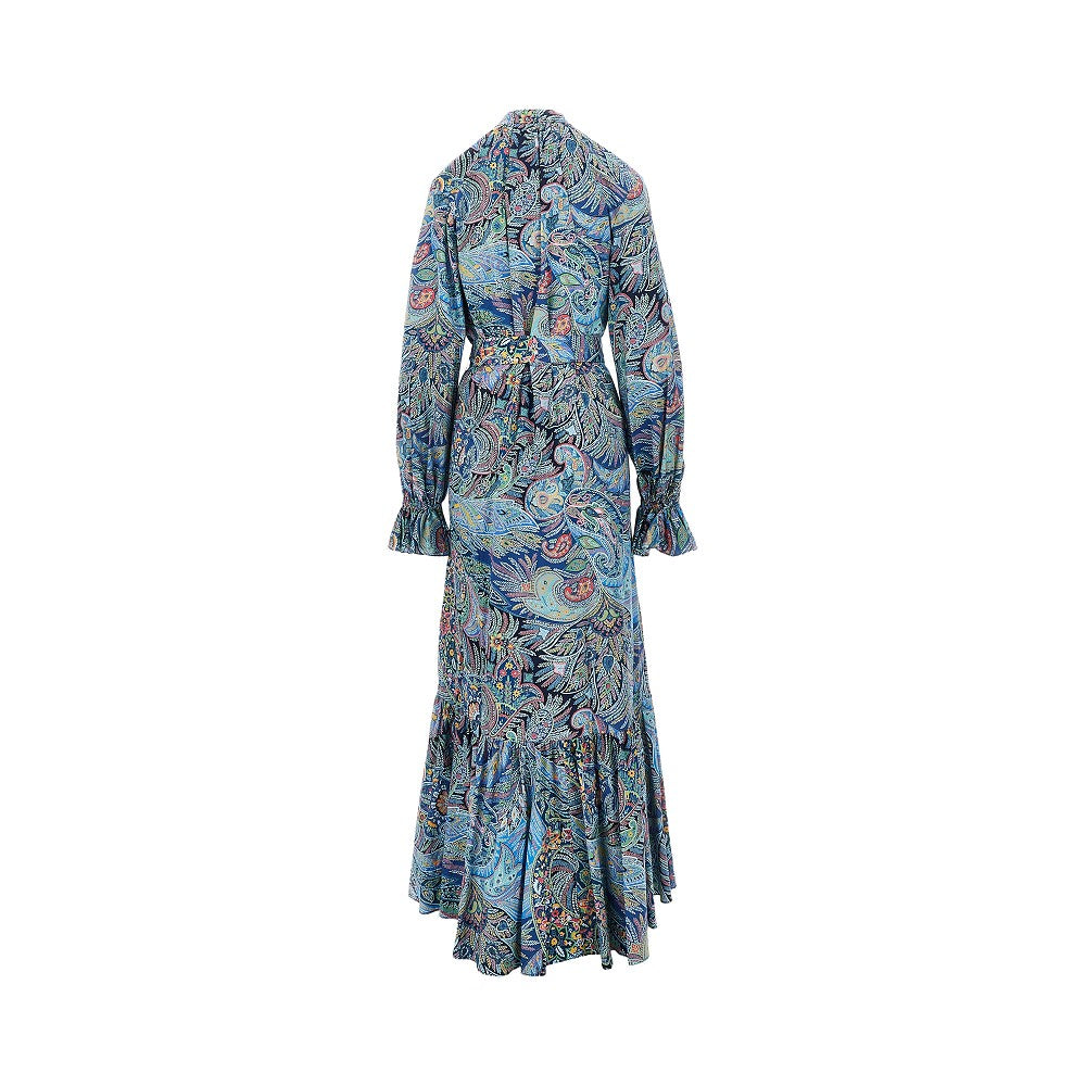 printed stretch poplin maxi dress
