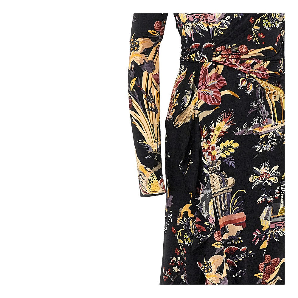 ETRO 42 stretch viscose long dress with print