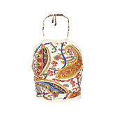 ETRO OS floral paisley silk scarf top