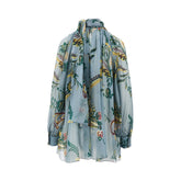 ETRO 40 blusa in seta con motivo narcisi