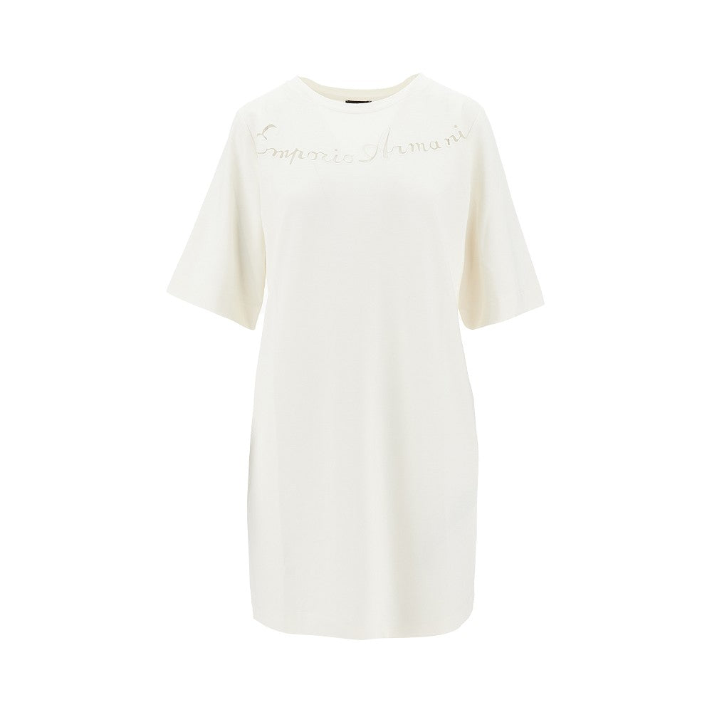 see-through logo mini t-dress