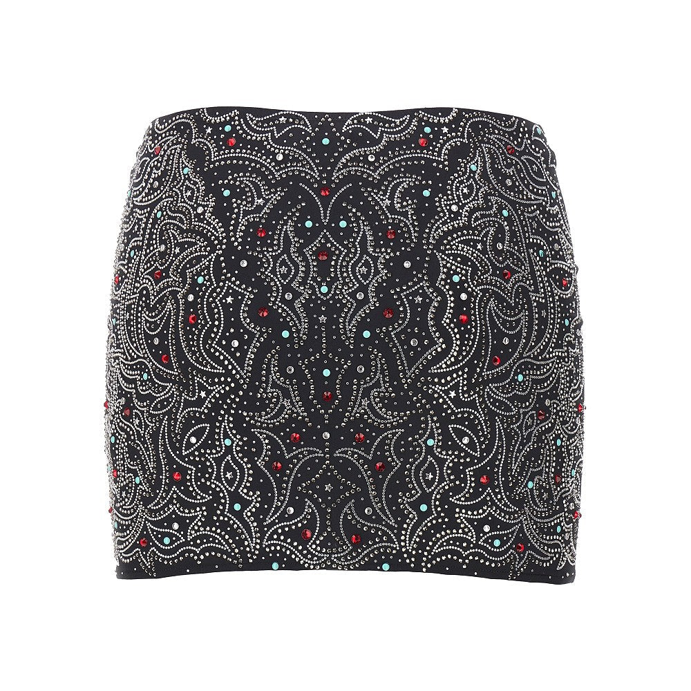 texan crystals beachwear mini skirt