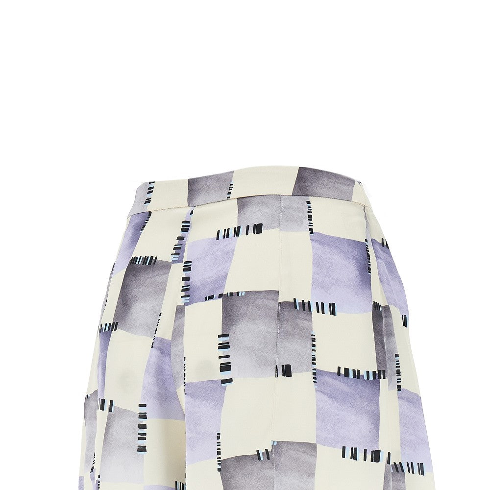 check print satin skorts