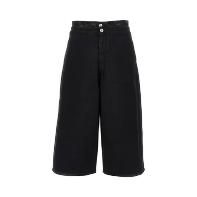 cropped denim pants with rhinestones