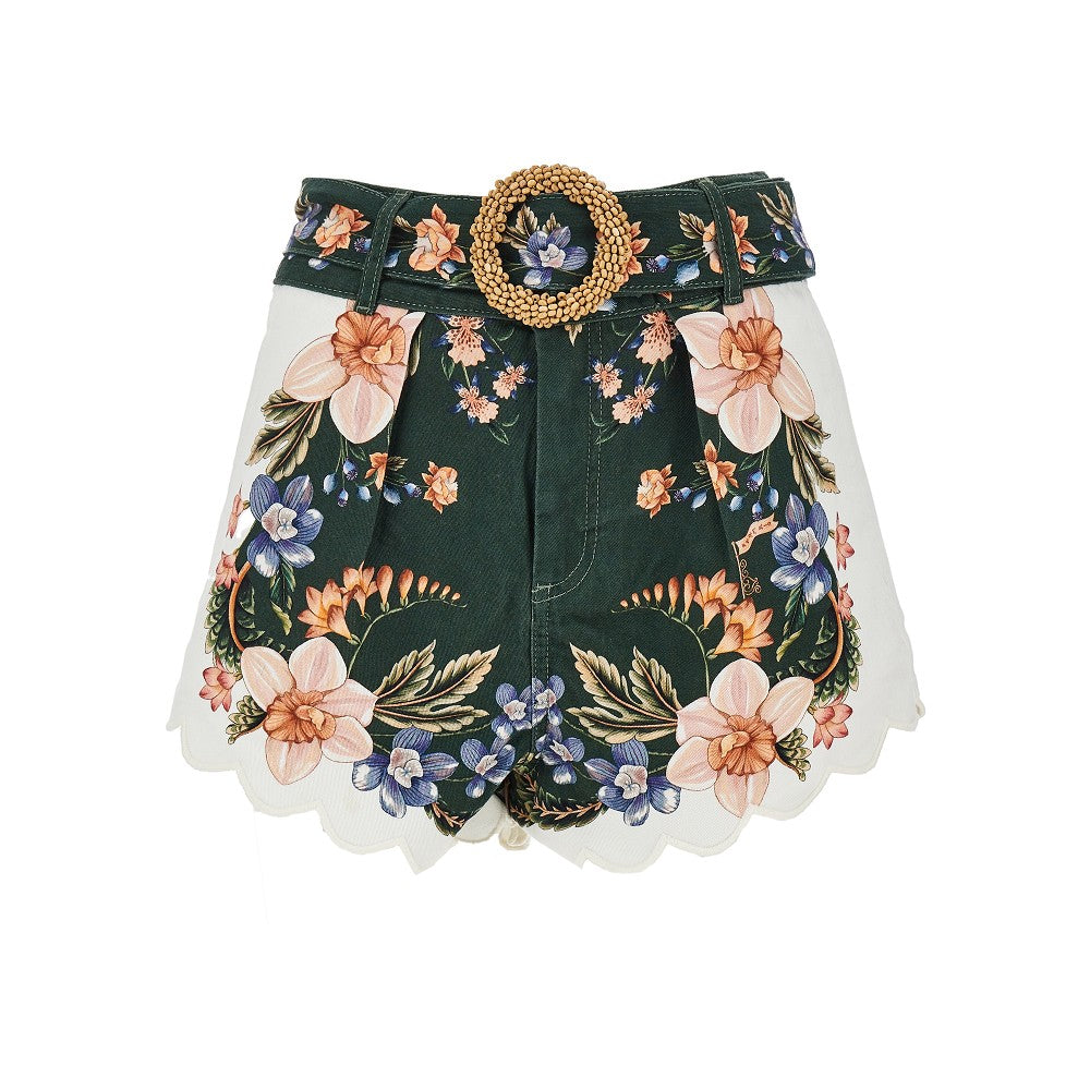 FARM RIO 27 floral twill shorts with belt