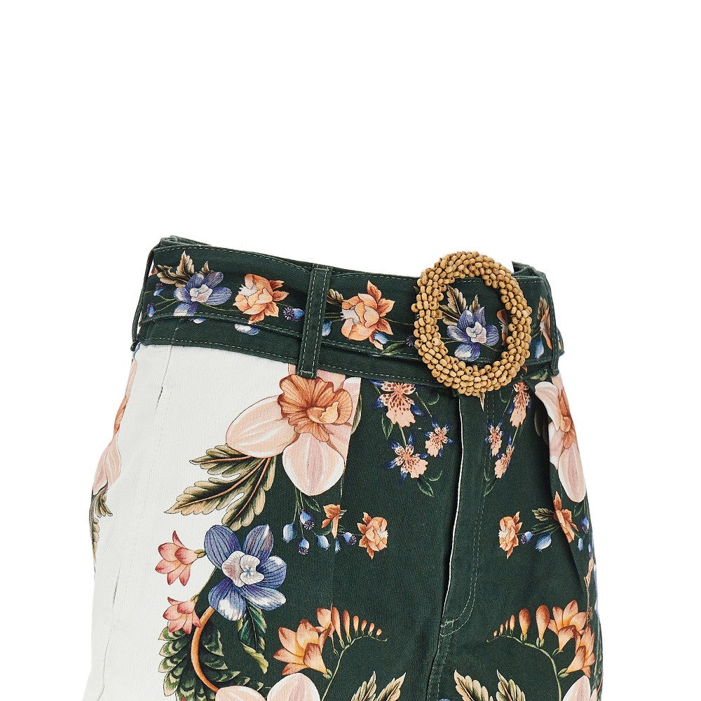 FARM RIO 27 floral twill shorts with belt