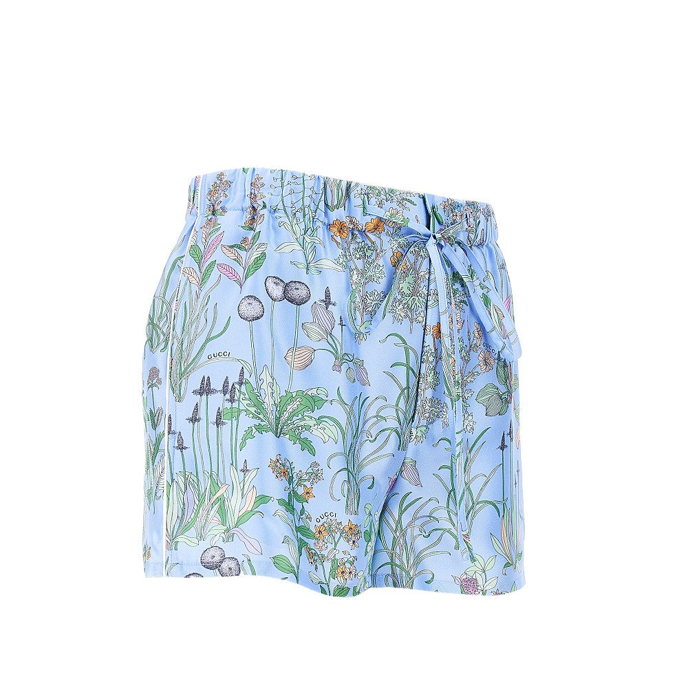 floral print silk shorts