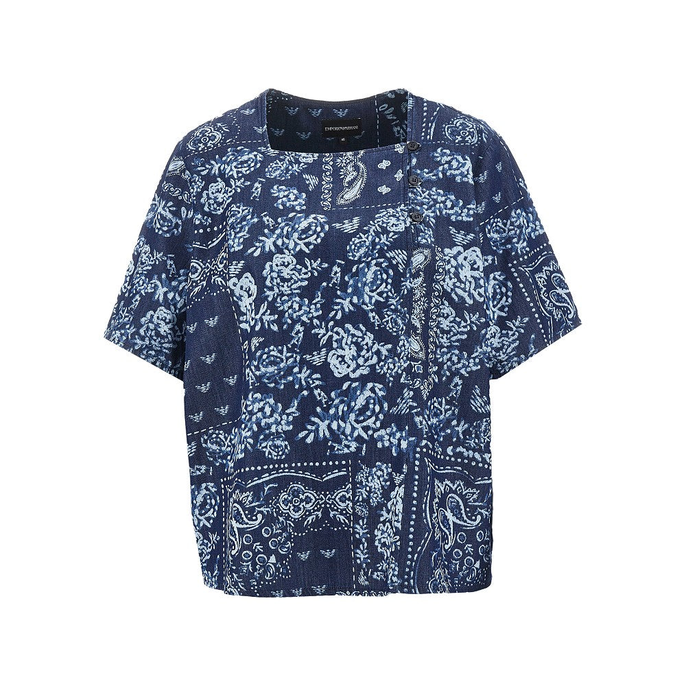 bandana motif chambray blouse