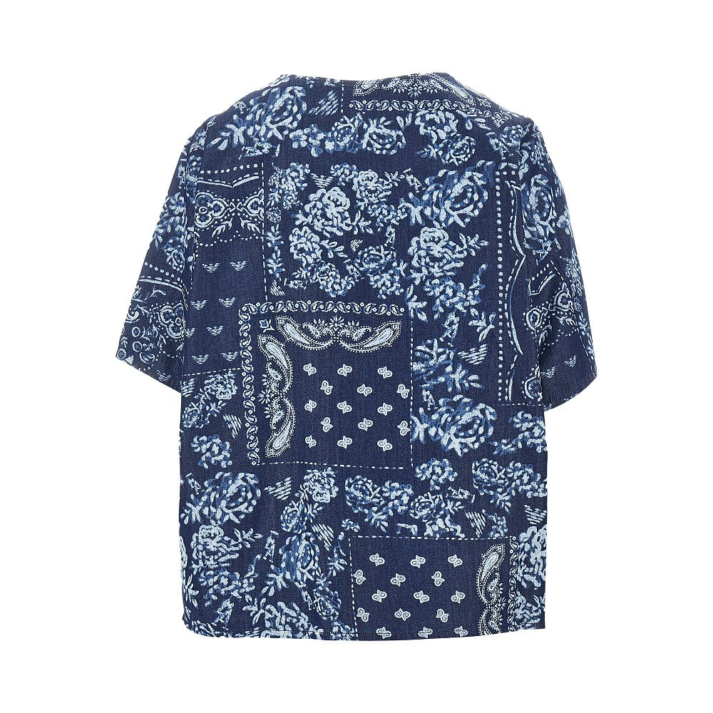 bandana motif chambray blouse