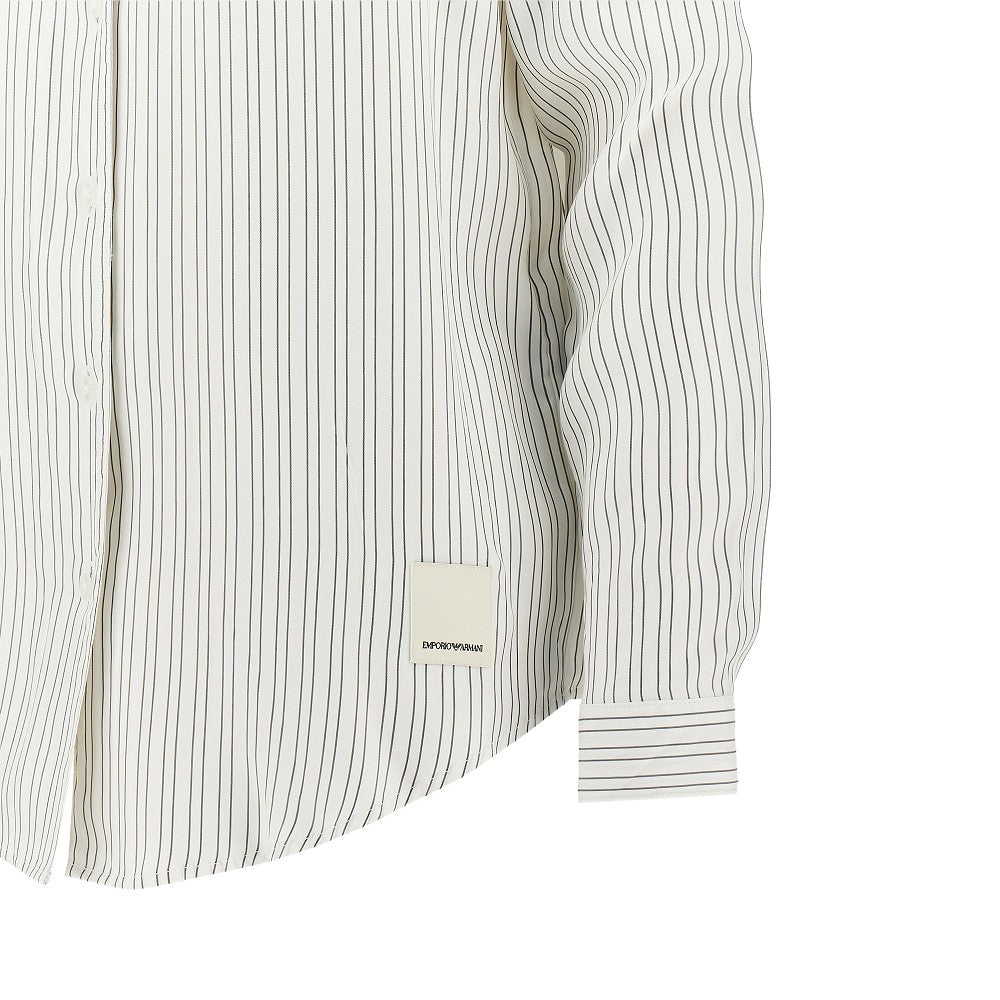 striped shirt with scarf collar