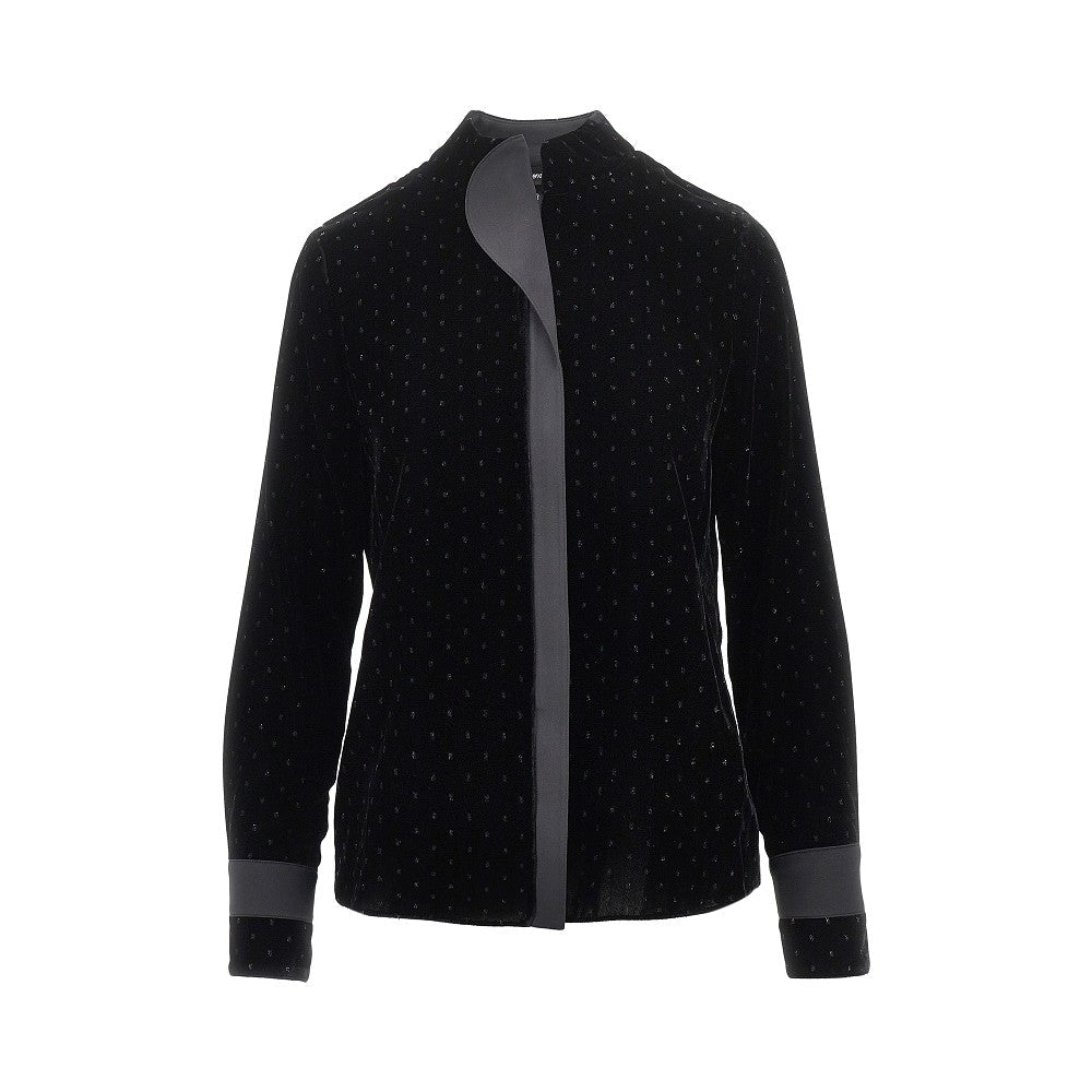 EMPORIO ARMANI 40 lurex polka-dot velvet shirt