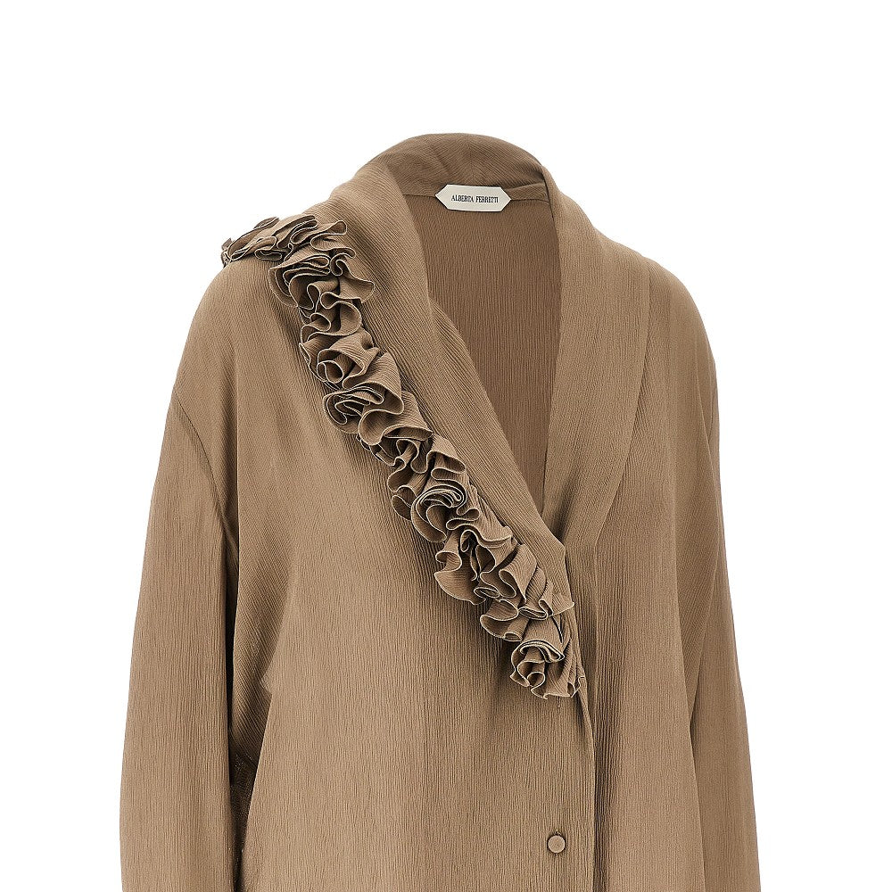 ALBERTA FERRETTI 42 ruffled crepe shirt