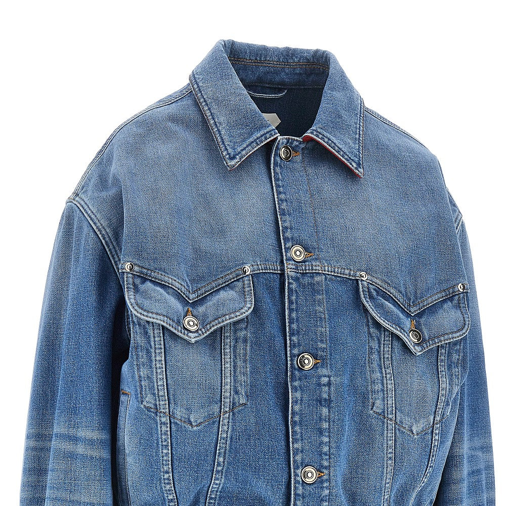 denim blouson with medusa detail