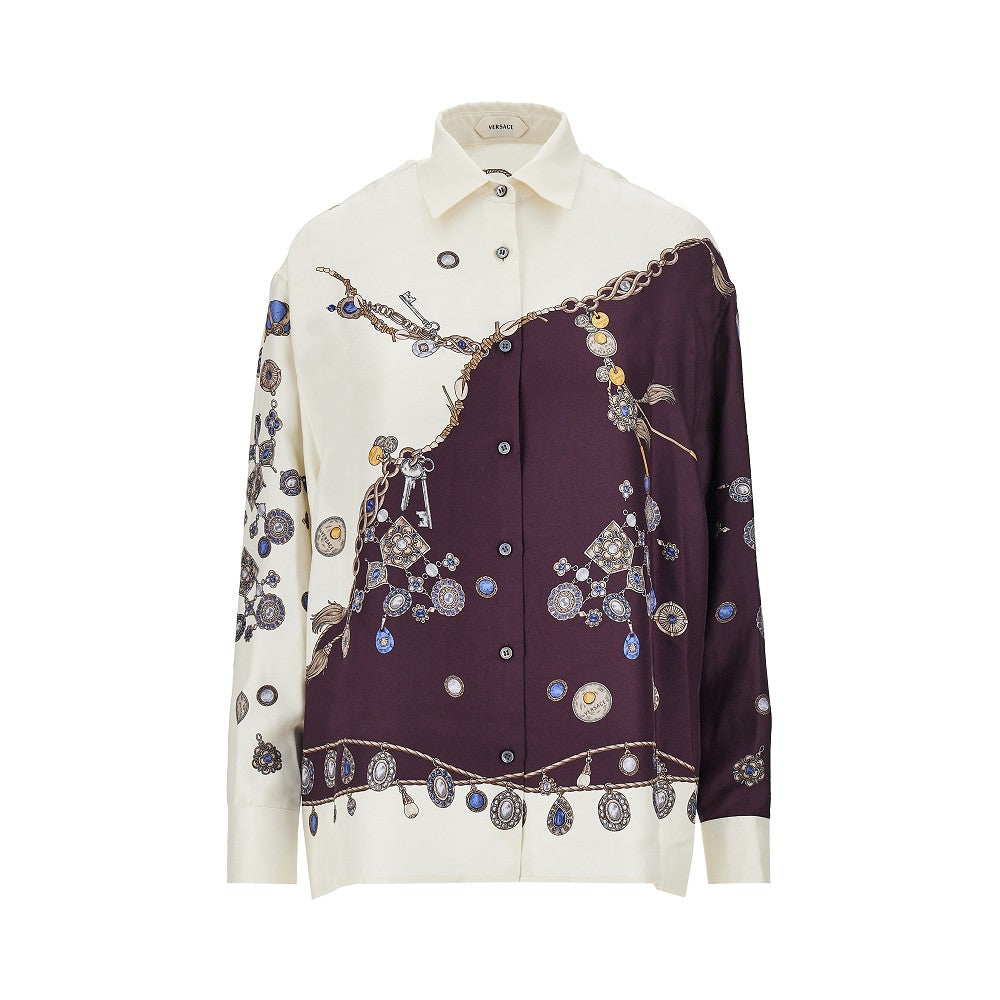 VERSACE 42 silk shirt with stolen jewels print