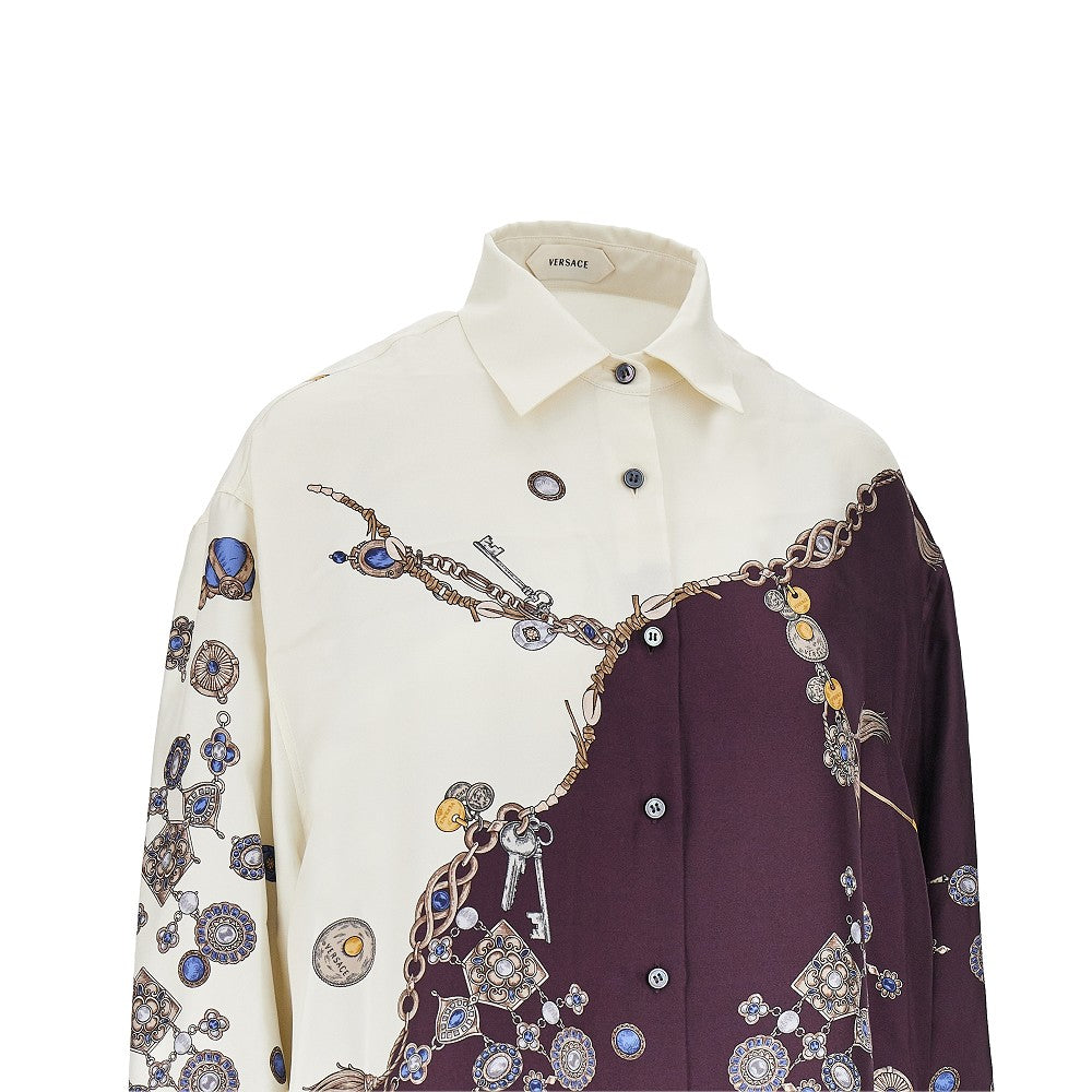 VERSACE 42 silk shirt with stolen jewels print