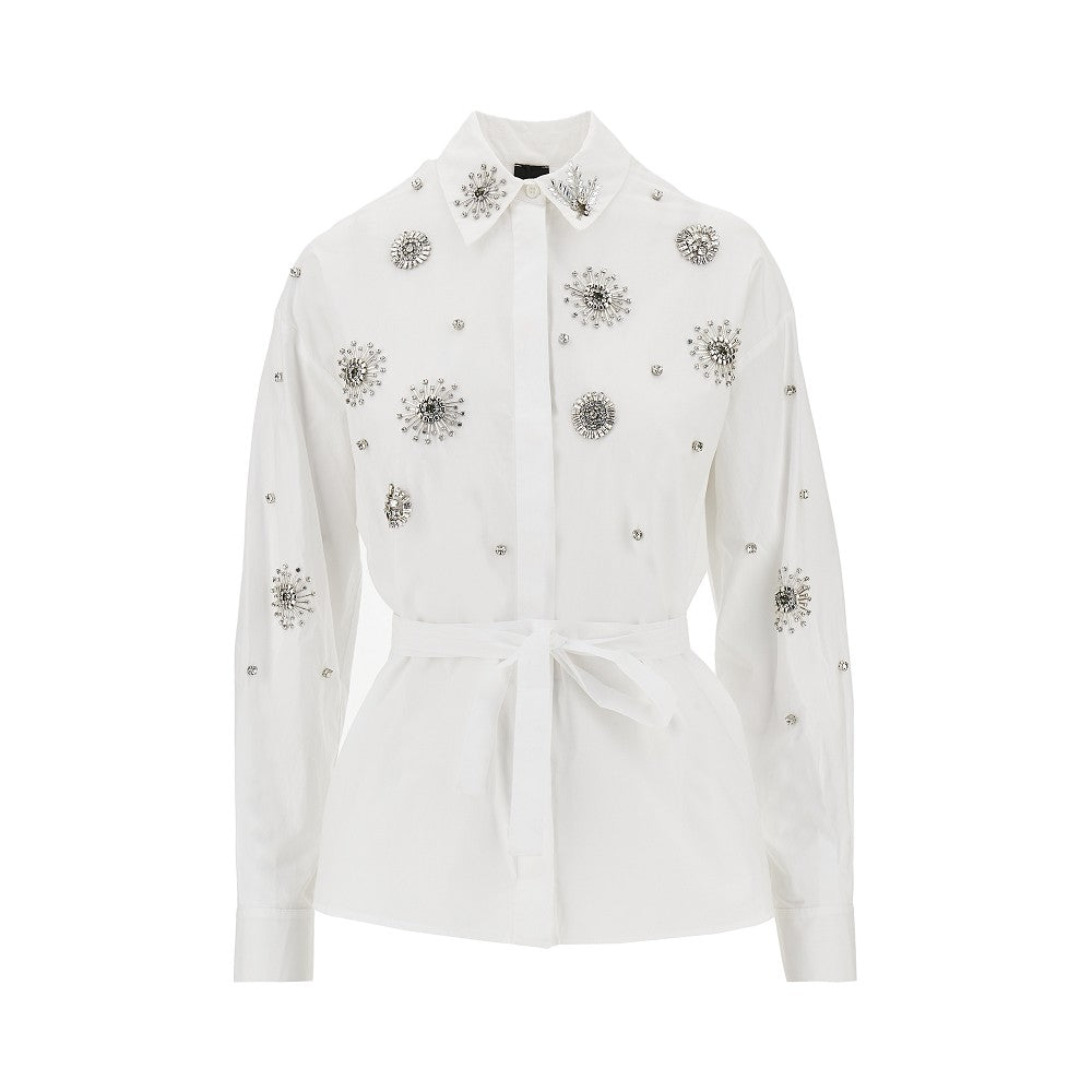 PINKO 40 poplin shirt with crystal embroidered details