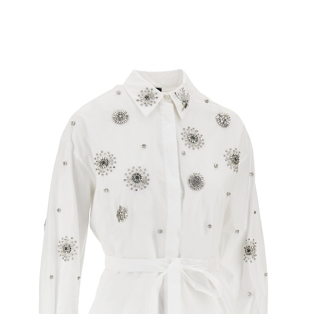 poplin shirt with crystal embroidered details