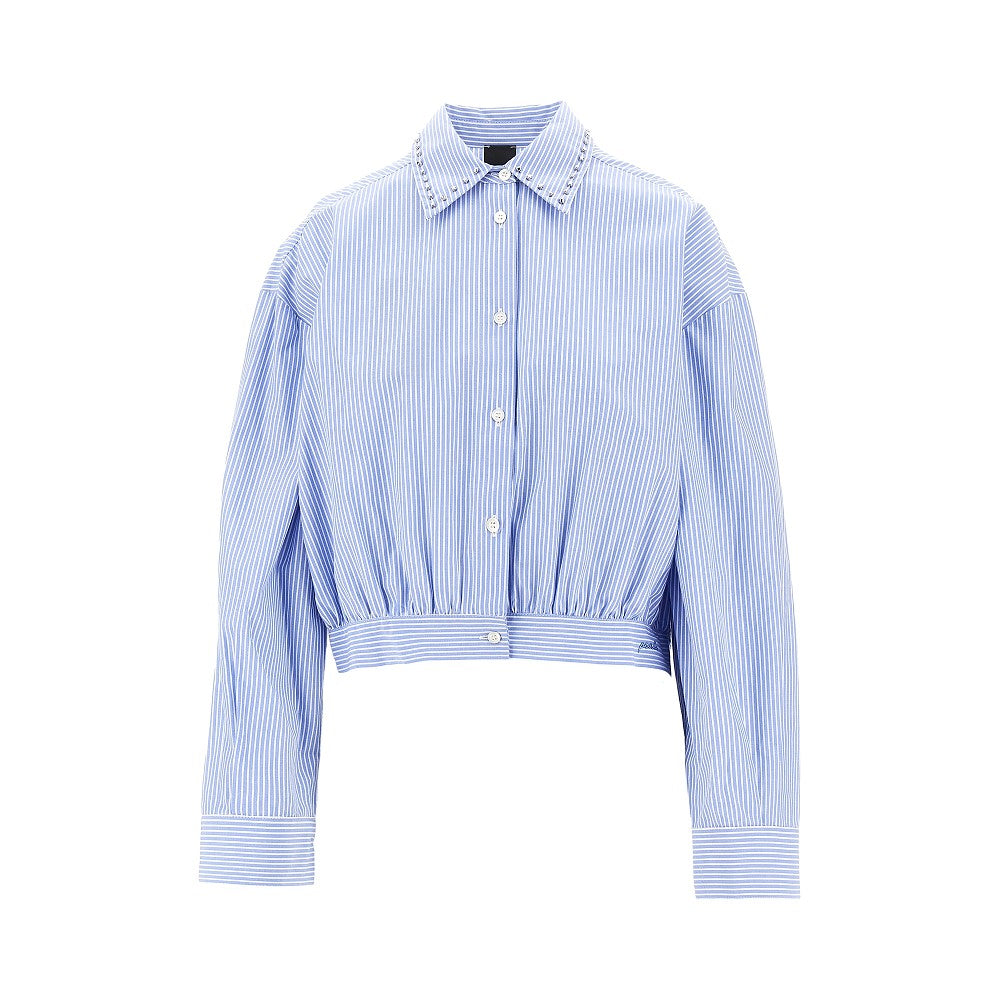 PINKO 40 striped cropped shirt with studded collar