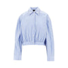 striped cropped shirt with studded collar