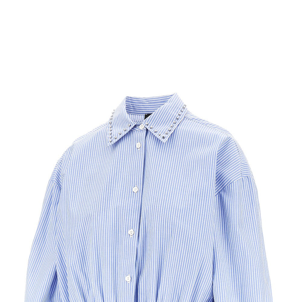 striped cropped shirt with studded collar