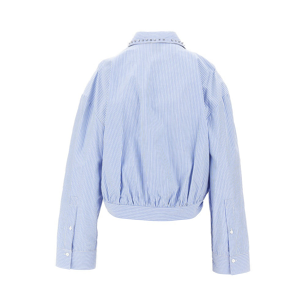 striped cropped shirt with studded collar