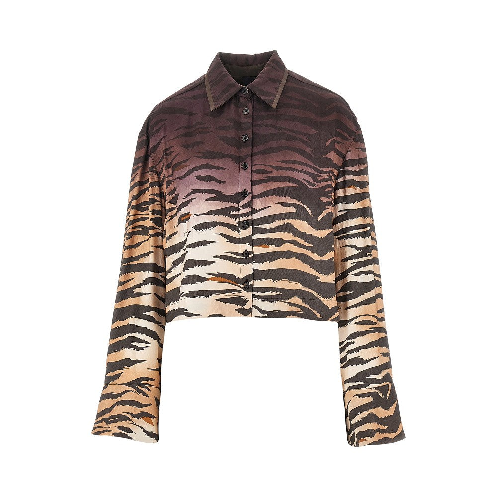 animalier twill cropped shirt