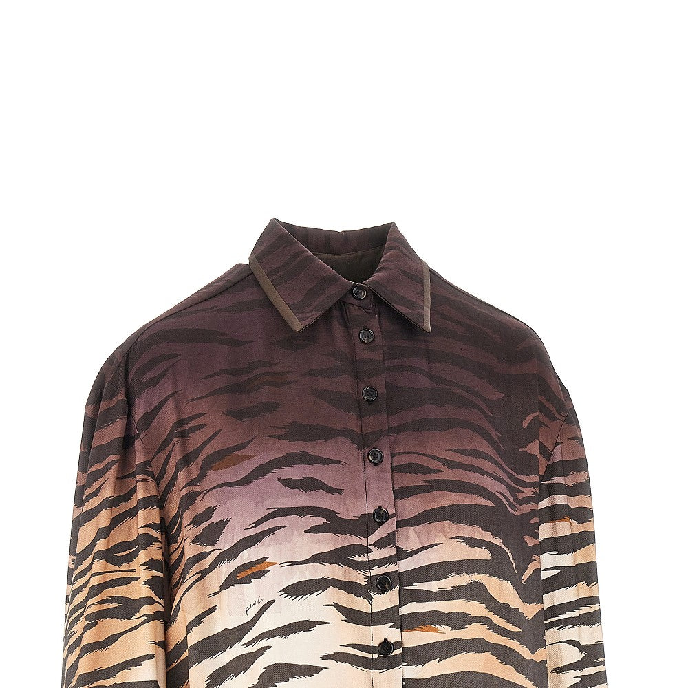 PINKO 38 animalier twill cropped shirt