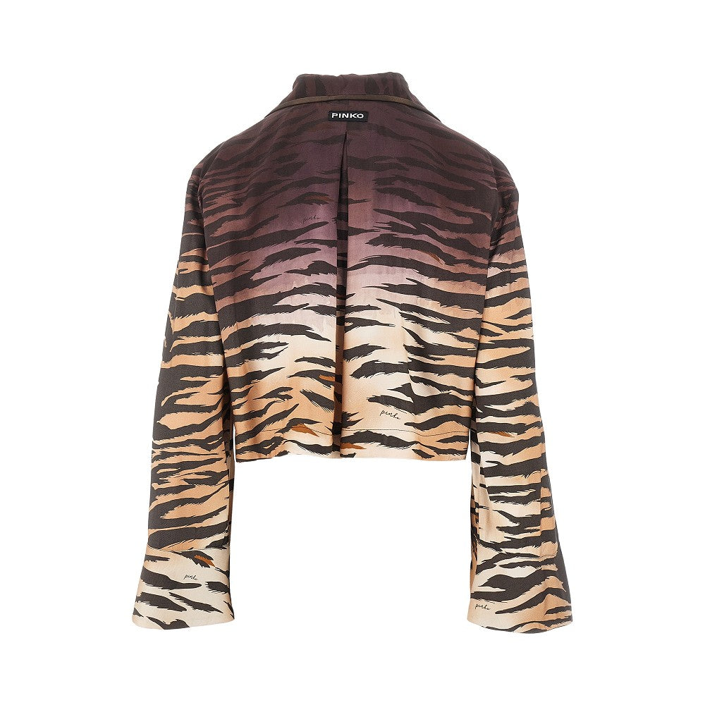 animalier twill cropped shirt