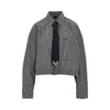 check cropped shirt with necktie