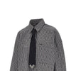 check cropped shirt with necktie