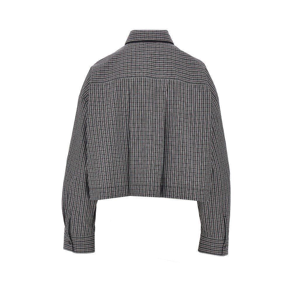 check cropped shirt with necktie
