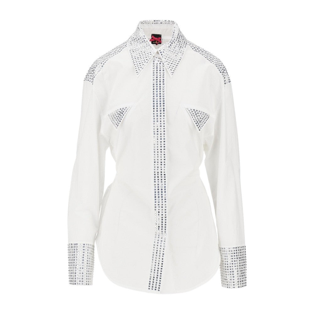 strass-embellished poplin shirt