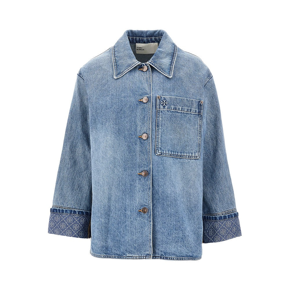 TORY BURCH 4 denim jacket with t monogram motif