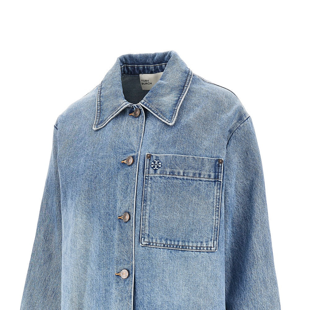 TORY BURCH 4 denim jacket with t monogram motif