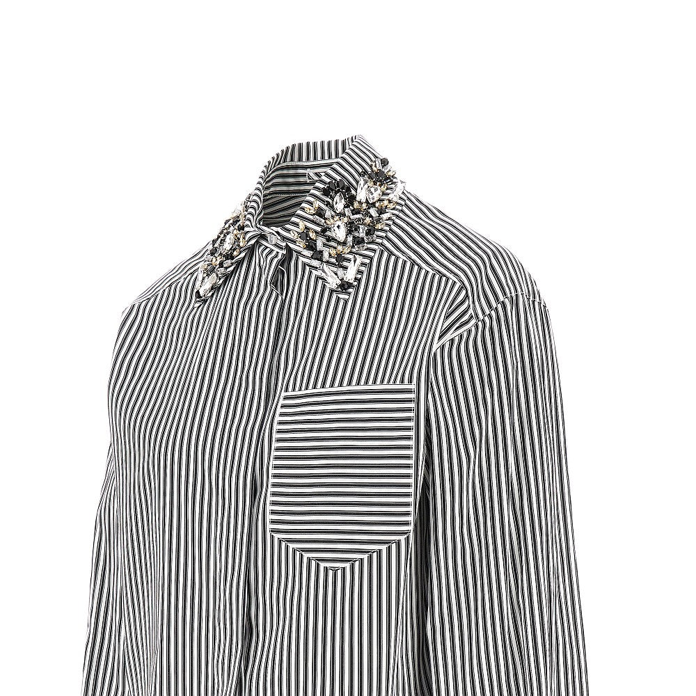 SPORTMAX 40 striped cropped shirt with embroidered collar