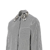 SPORTMAX 40 striped cropped shirt with embroidered collar