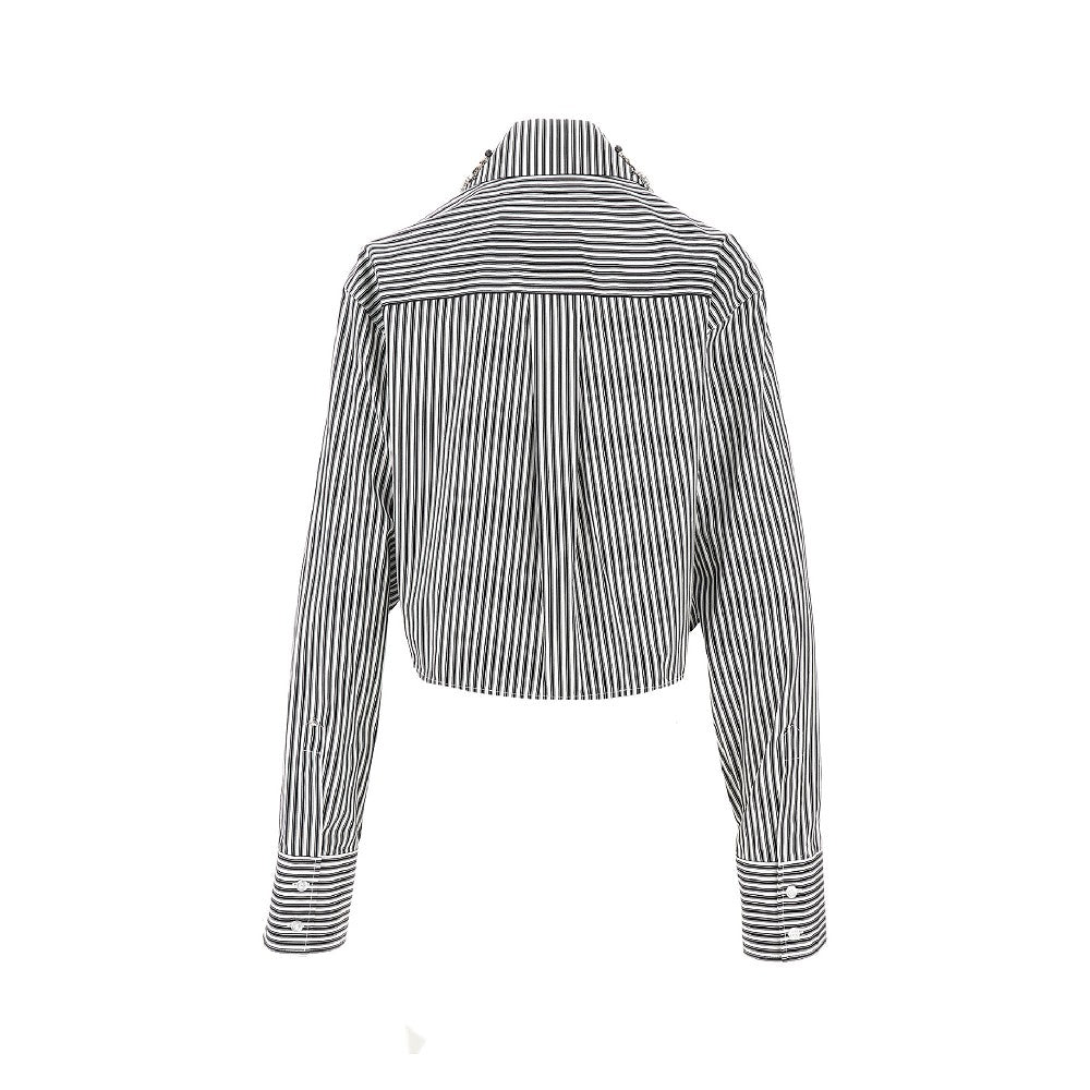 SPORTMAX 40 striped cropped shirt with embroidered collar