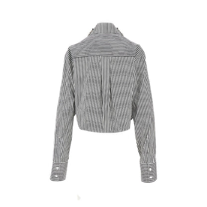 SPORTMAX 40 striped cropped shirt with embroidered collar