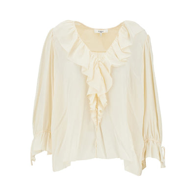 ruffled crêpe de chine blouse