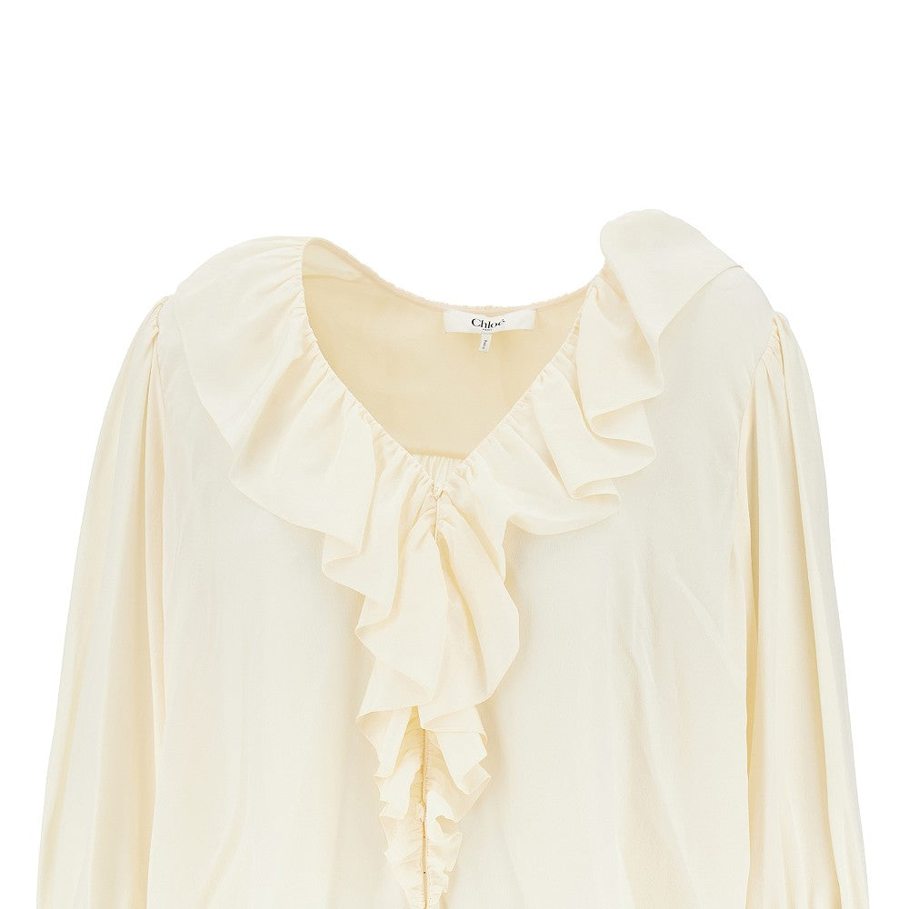 CHLOÉ 36 ruffled crêpe de chine blouse