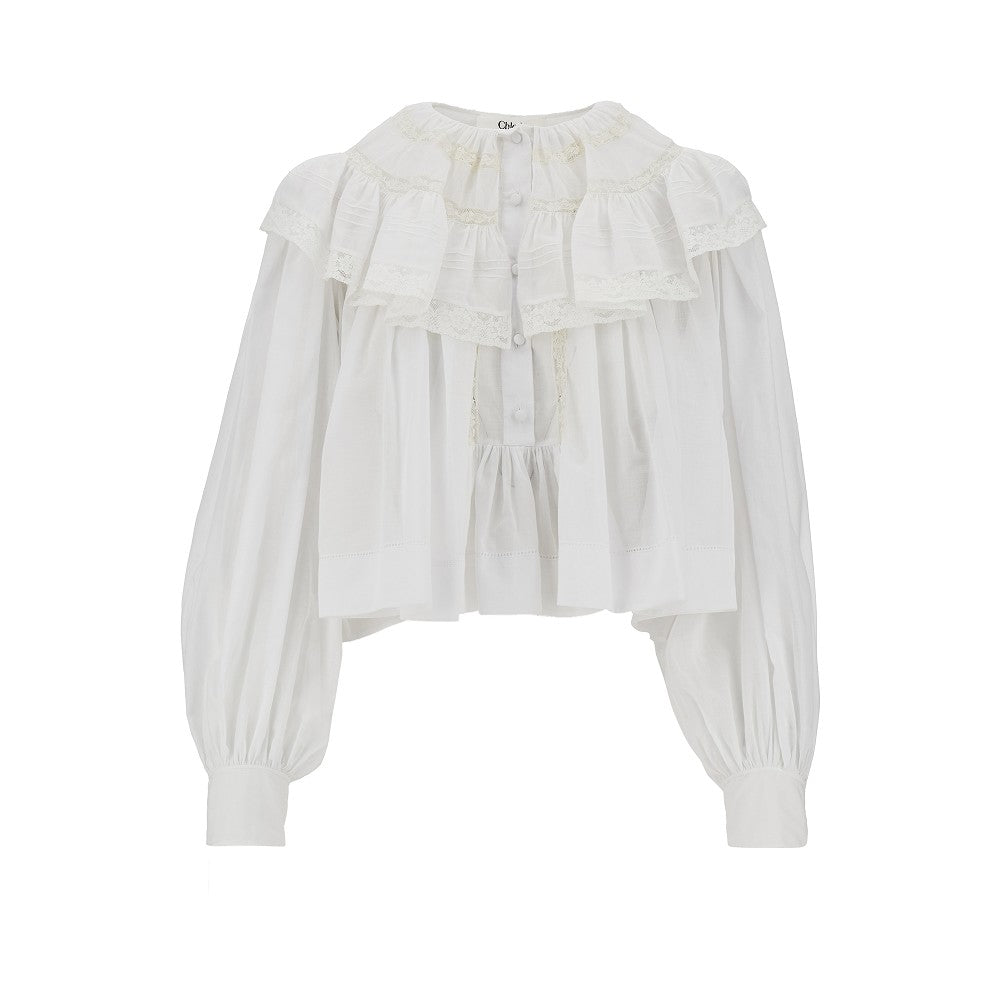 voile ruffled short blouse