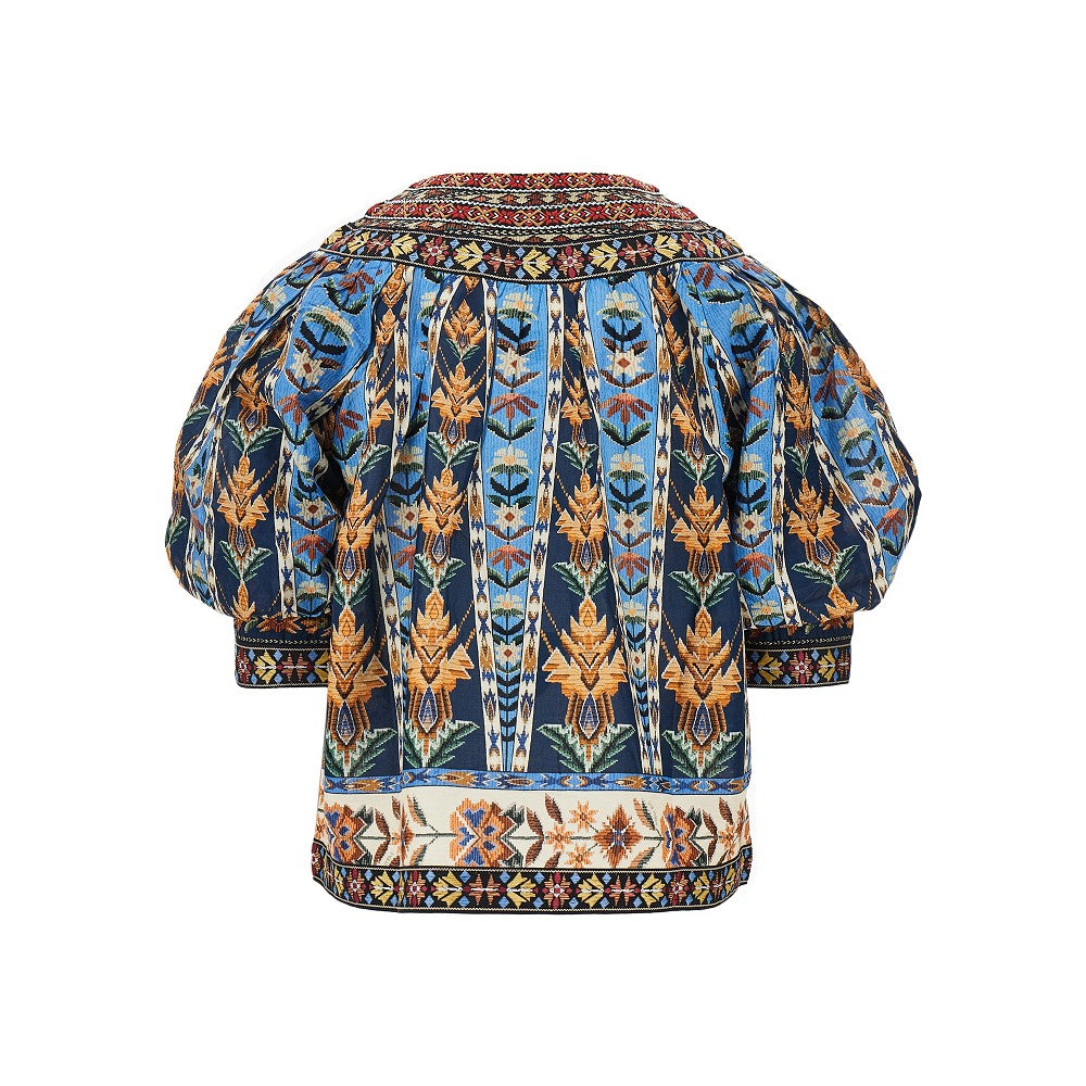 tapestry print cotton blouse