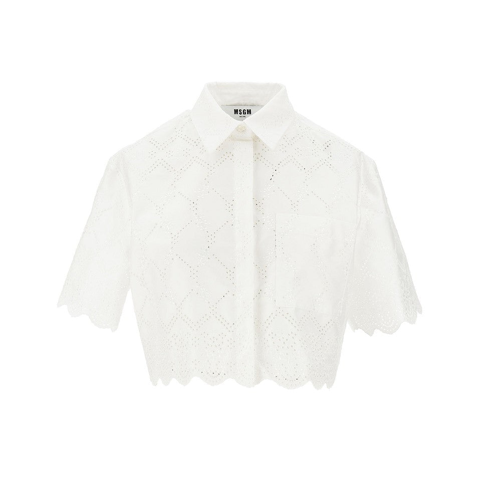 MSGM 38 broderie anglaise cropped shirt