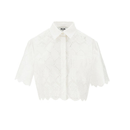 MSGM 38 broderie anglaise cropped shirt