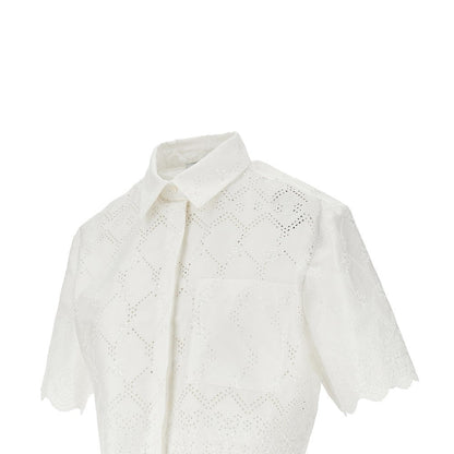 MSGM 38 broderie anglaise cropped shirt
