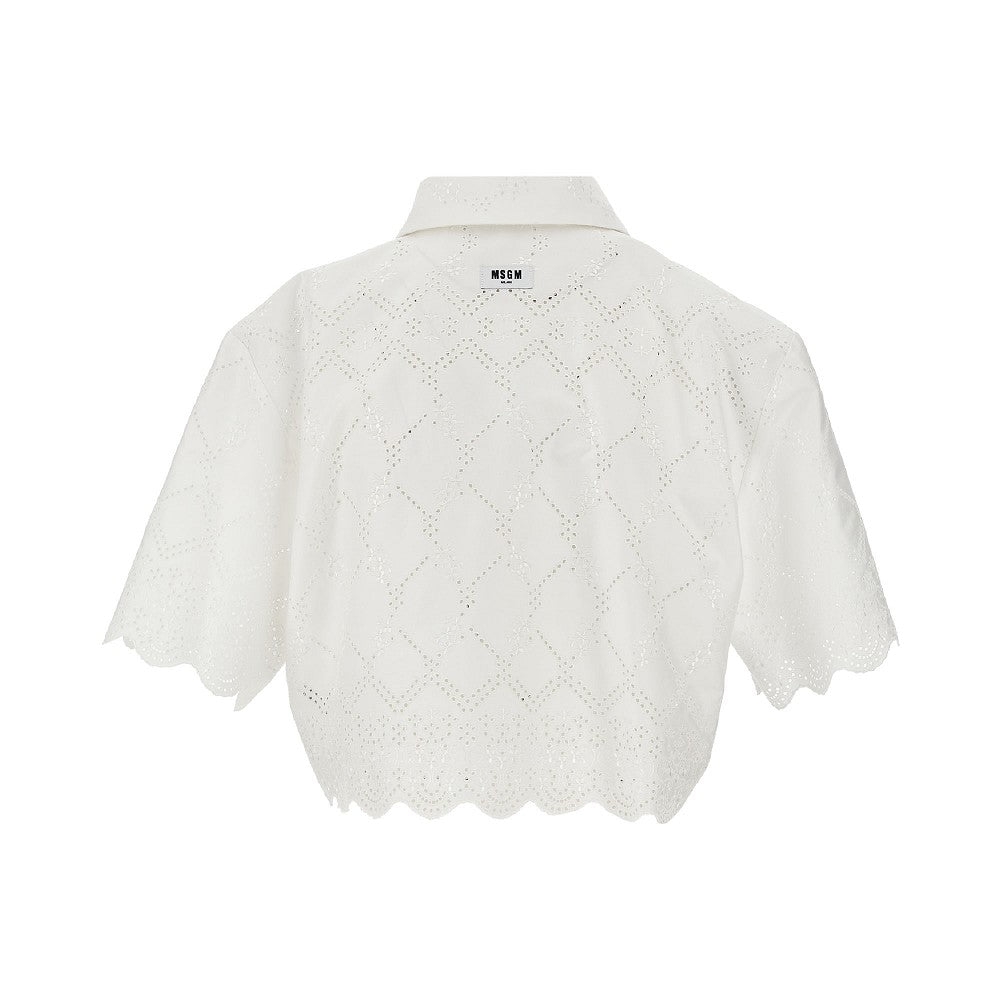 MSGM 38 broderie anglaise cropped shirt